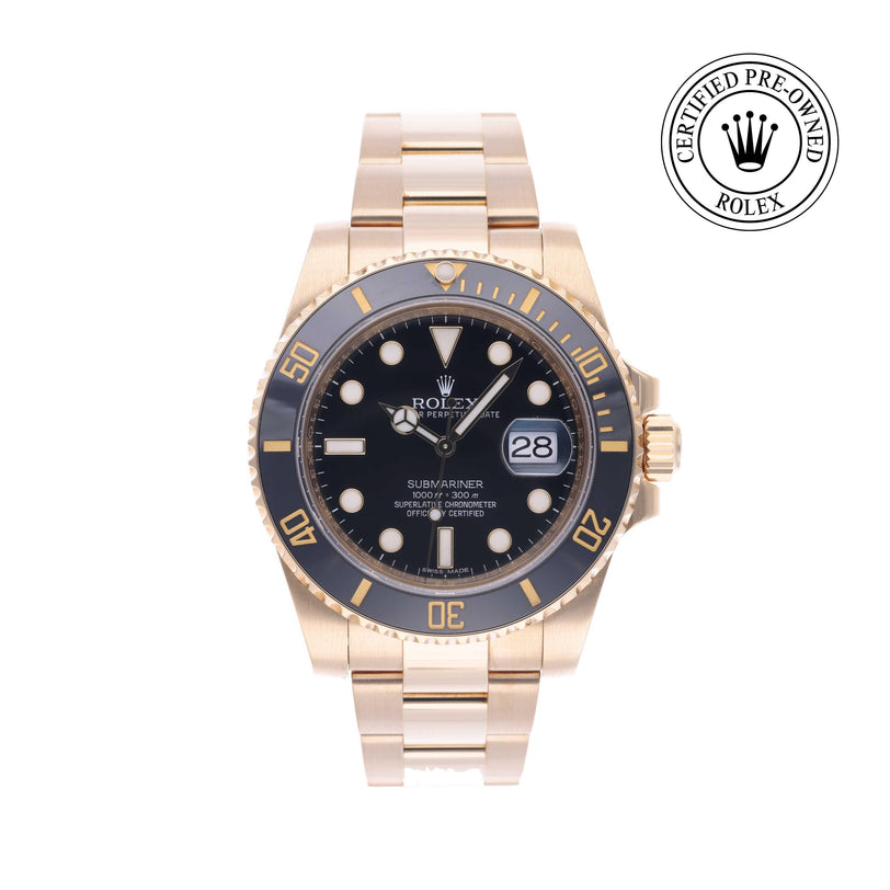 Rolex Certified Pre-owned Submariner M116618LN-0001 front on white background