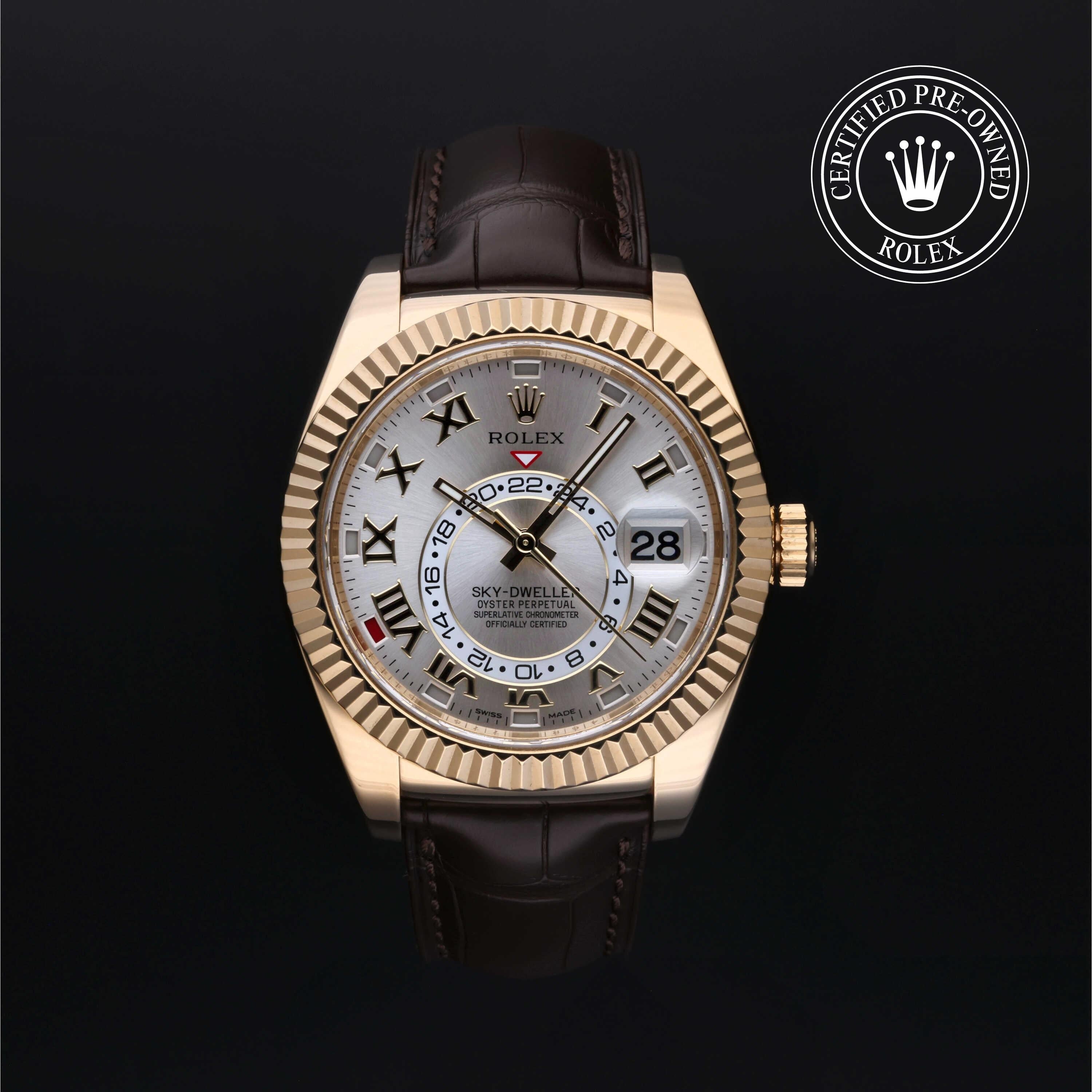 Rolex Certified Pre-owned Sky-Dweller M326138-0003 front on black background