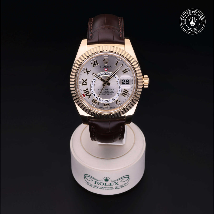 Rolex Certified Pre-owned Sky-Dweller M326138-0003 front on black background