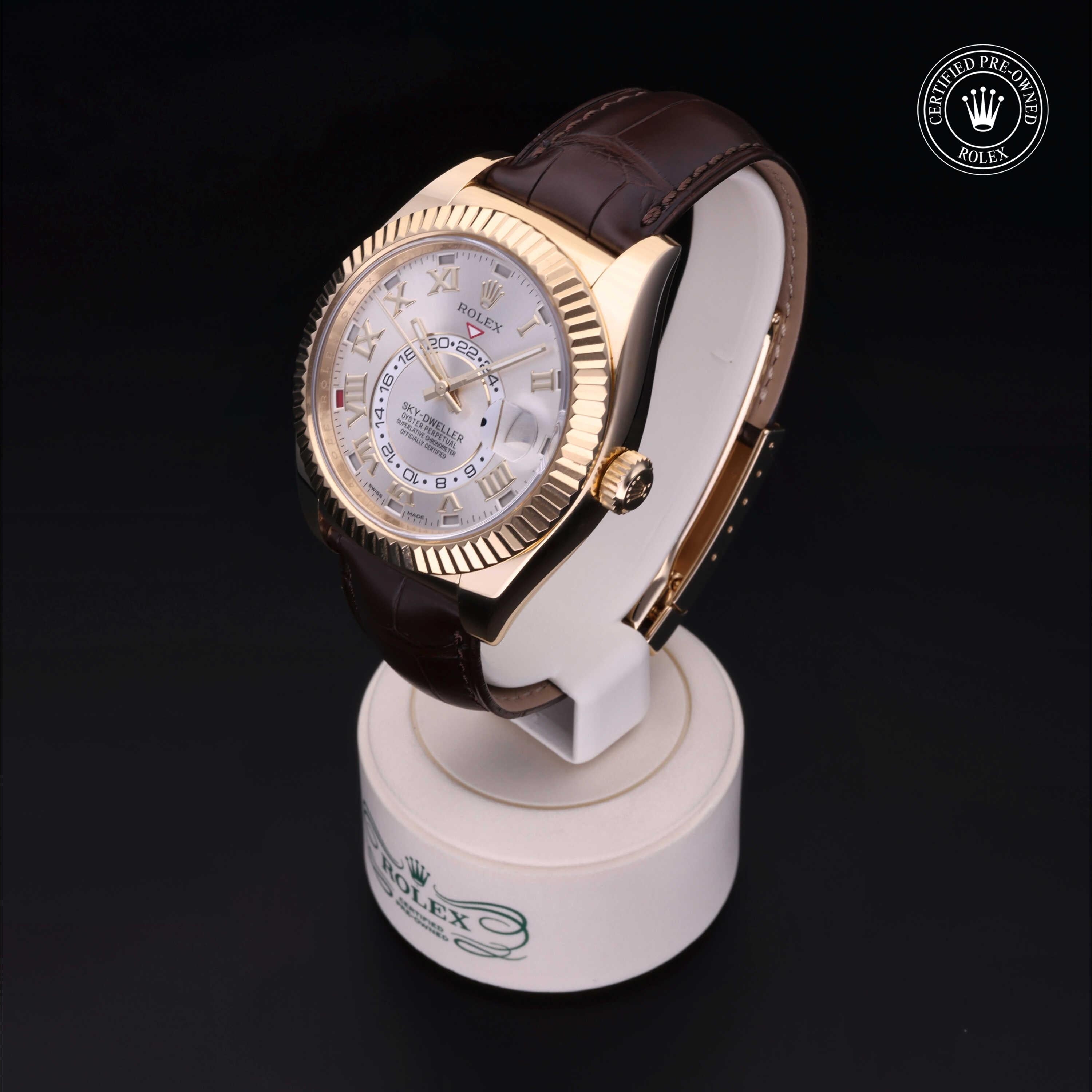 Rolex Certified Pre-owned Sky-Dweller M326138-0003 front on black background