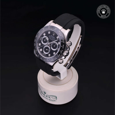 Rolex Certified Pre-owned Daytona M116519LN-0025 front on black background