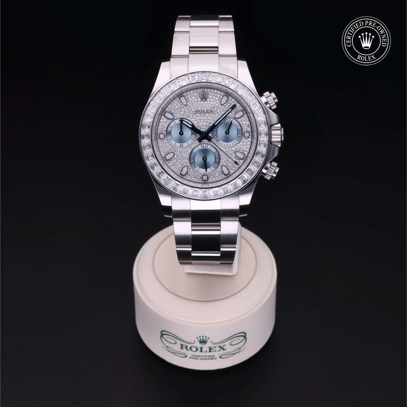 Rolex Certified Pre-owned Daytona M116576TBR-0004 front on black background