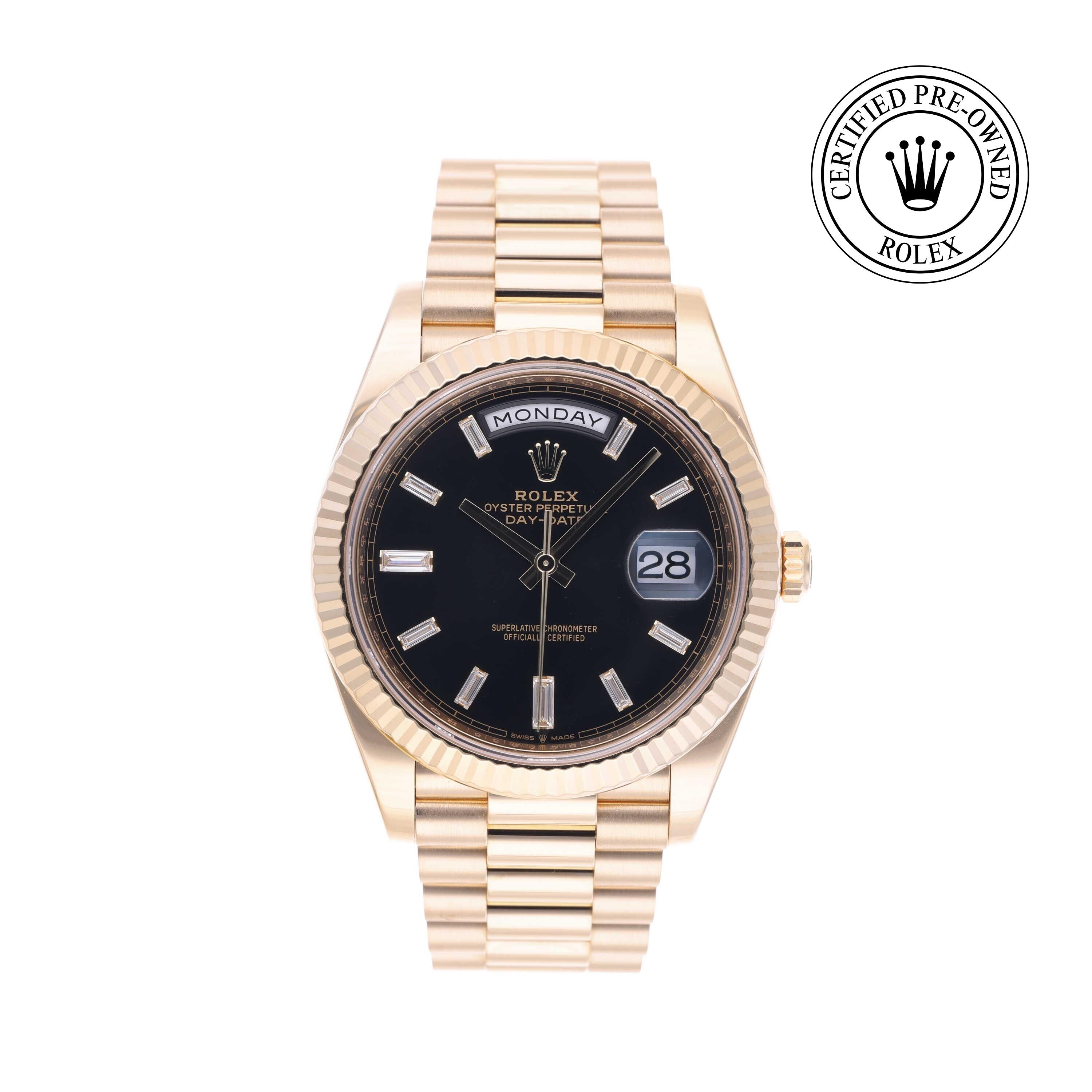 Rolex Certified Pre-owned Day-date M228238-0008 front on white background
