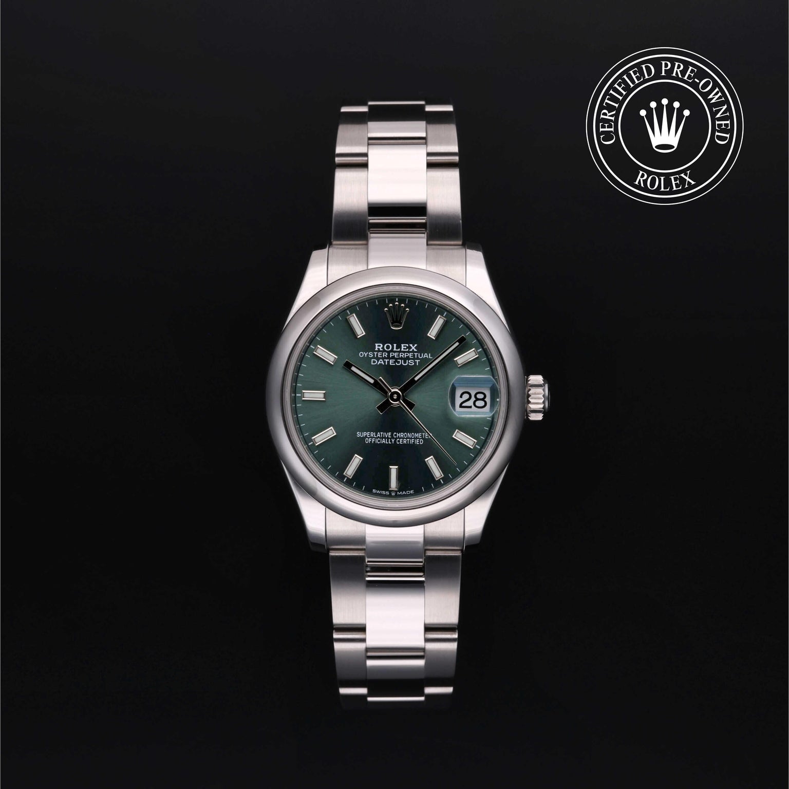 Rolex Certified Pre-owned Lady Datejust M278240-0011 front on black background