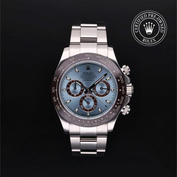 Rolex Certified Pre-owned Daytona M116506-0001 front on black background