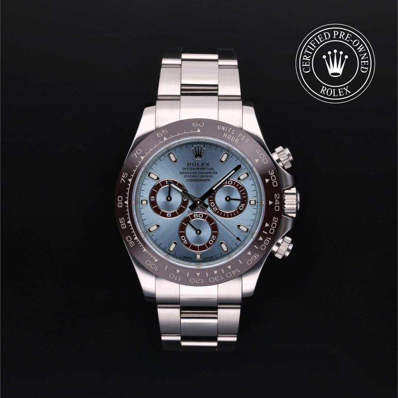 Rolex Certified Pre-owned Daytona M116506-0001 front on black background
