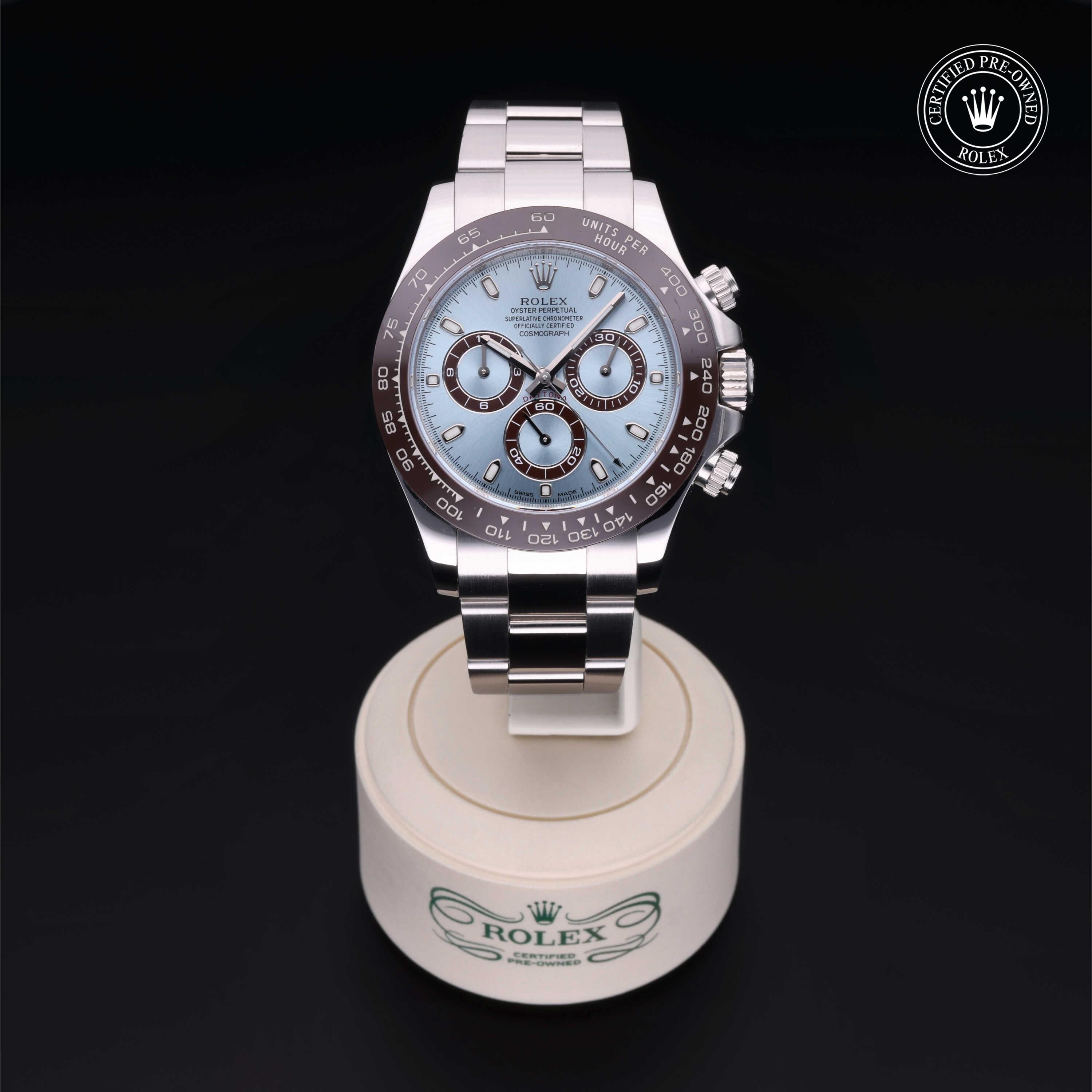 Rolex Certified Pre-owned Daytona M116506-0001 front on black background