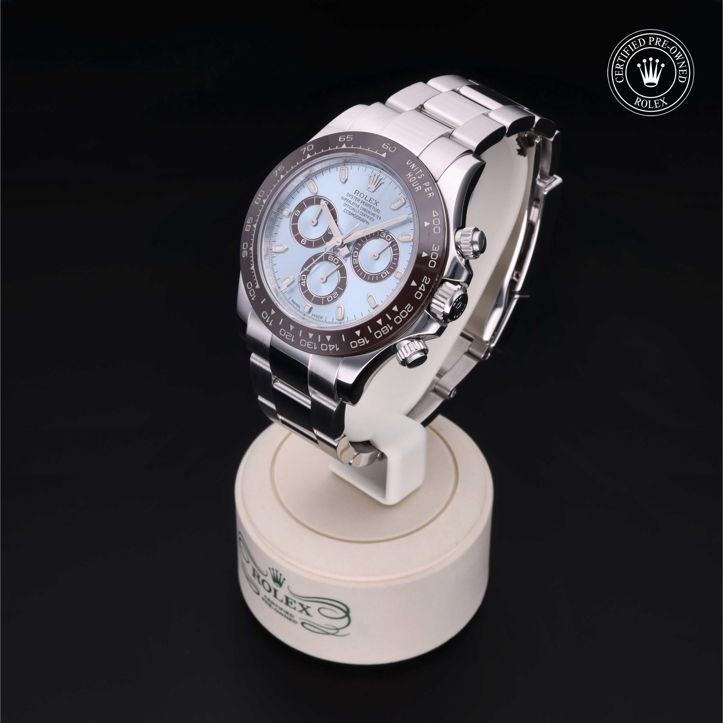 Rolex Certified Pre-owned Daytona M116506-0001 front on black background