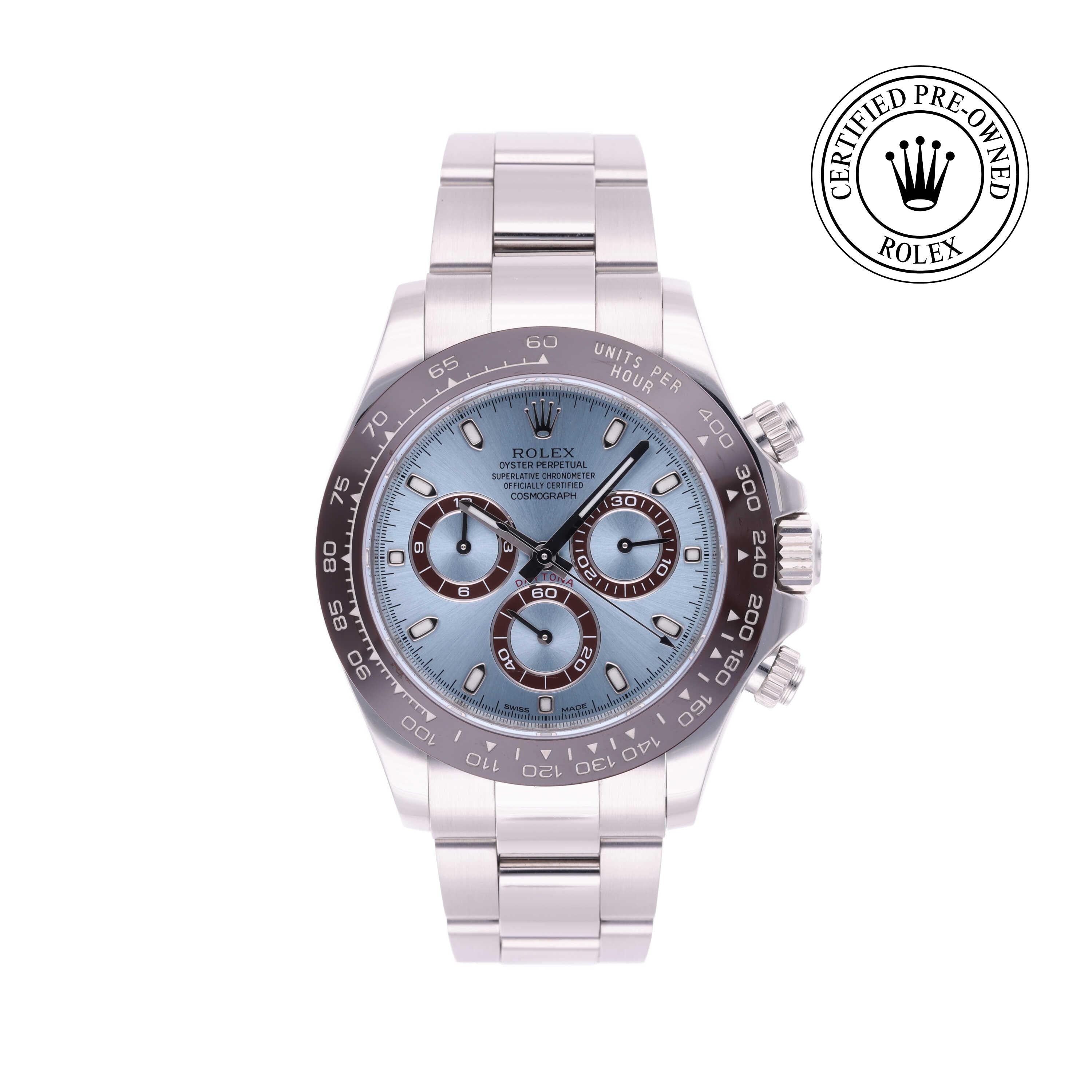Rolex Certified Pre-owned Daytona M116506-0001 front on white background