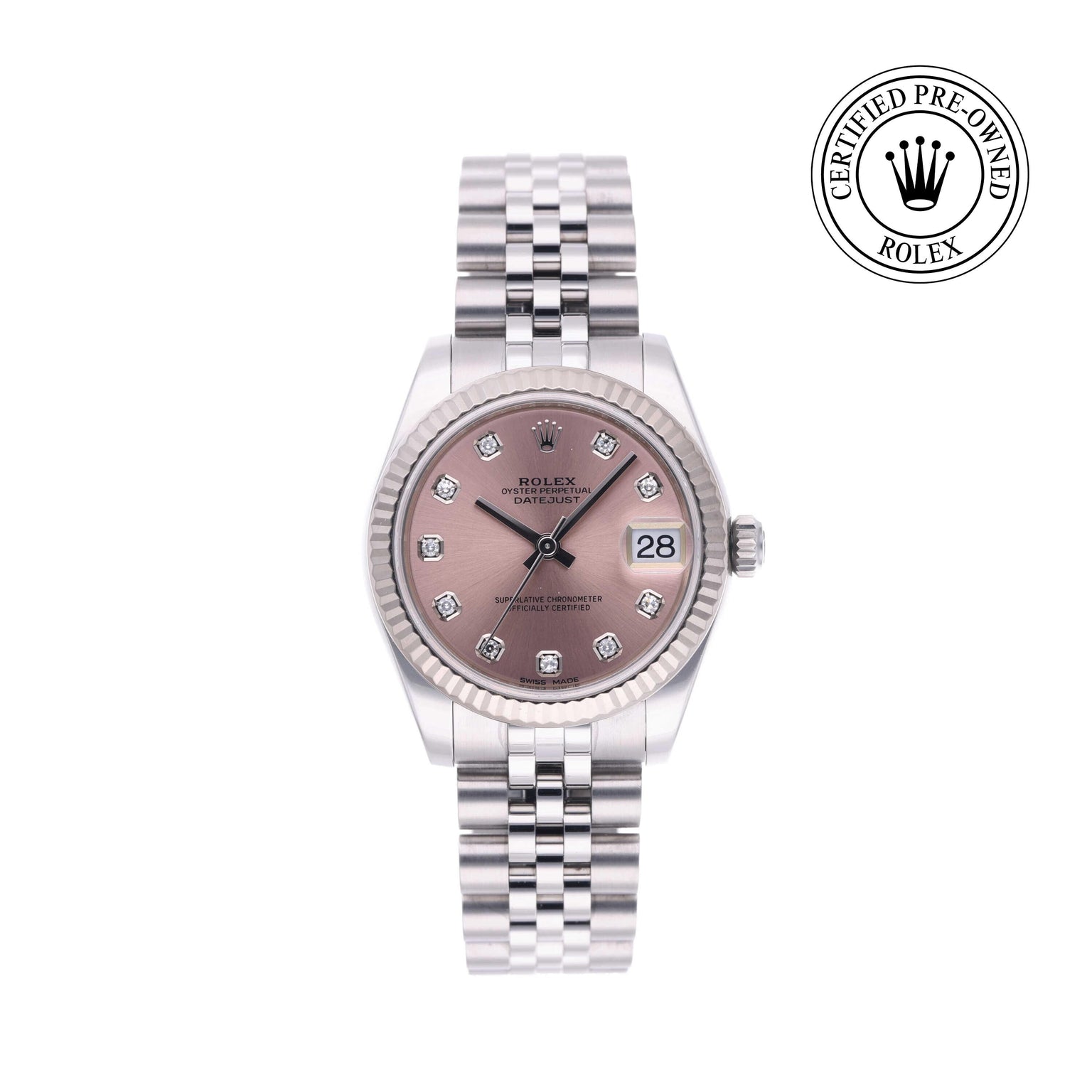 Rolex Certified Pre-owned Lady Datejust M178274-0022 front on white background