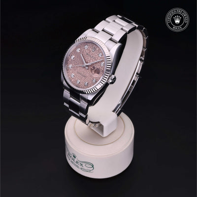 Rolex Certified Pre-owned Datejust M126234-0023 front on black background