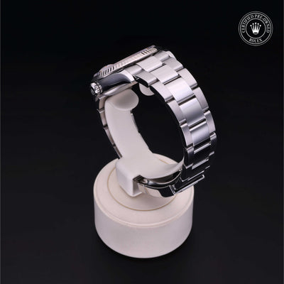 Rolex Certified Pre-owned Datejust M126234-0023 front on black background