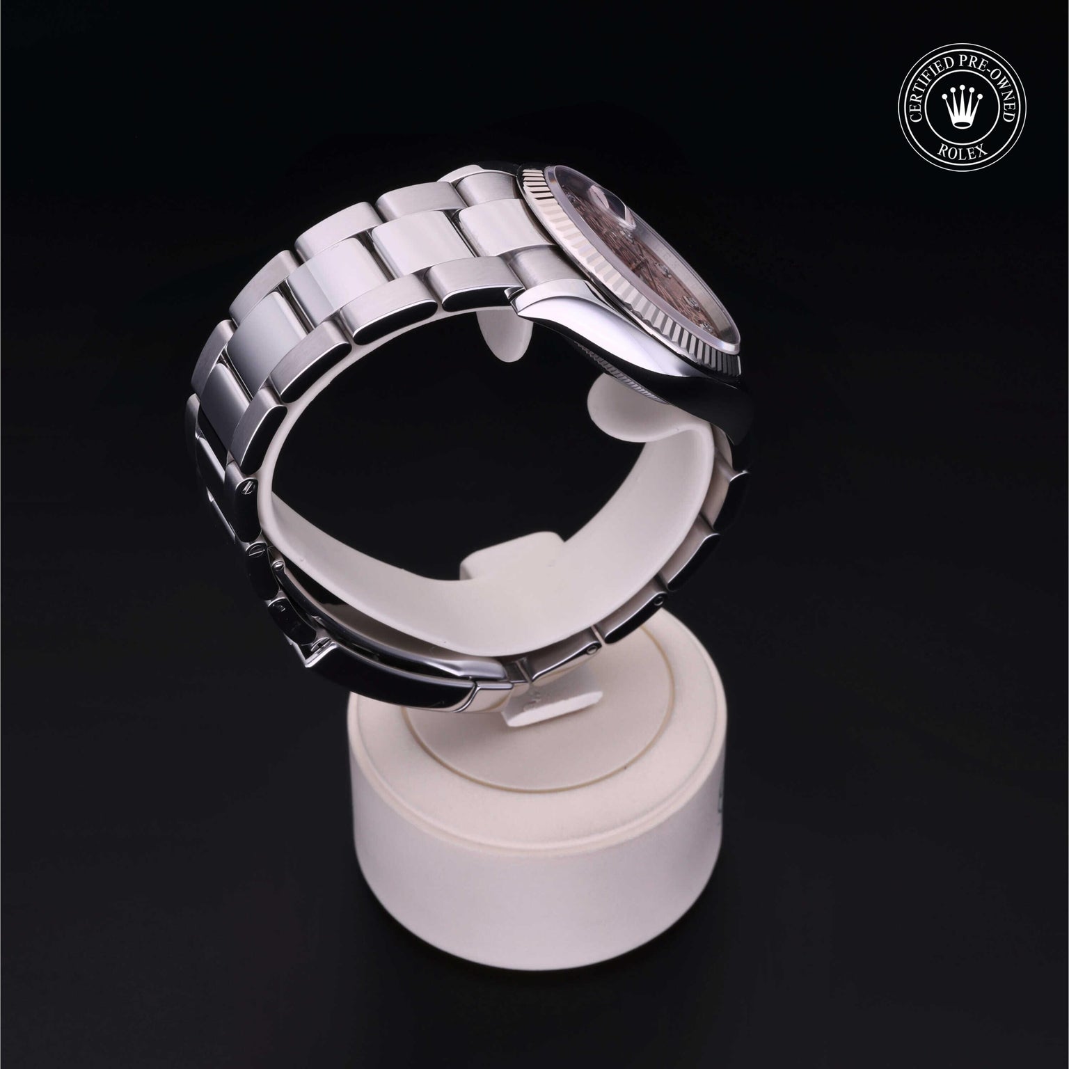 Rolex Certified Pre-owned Datejust M126234-0023 front on black background
