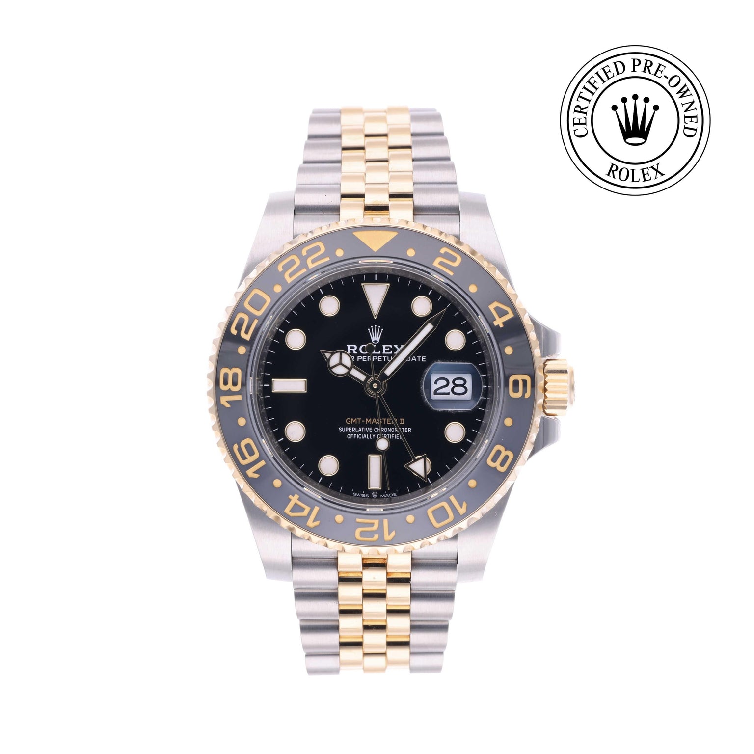 Rolex Certified Pre-owned GMT M126713GRNR-0001 front on white background