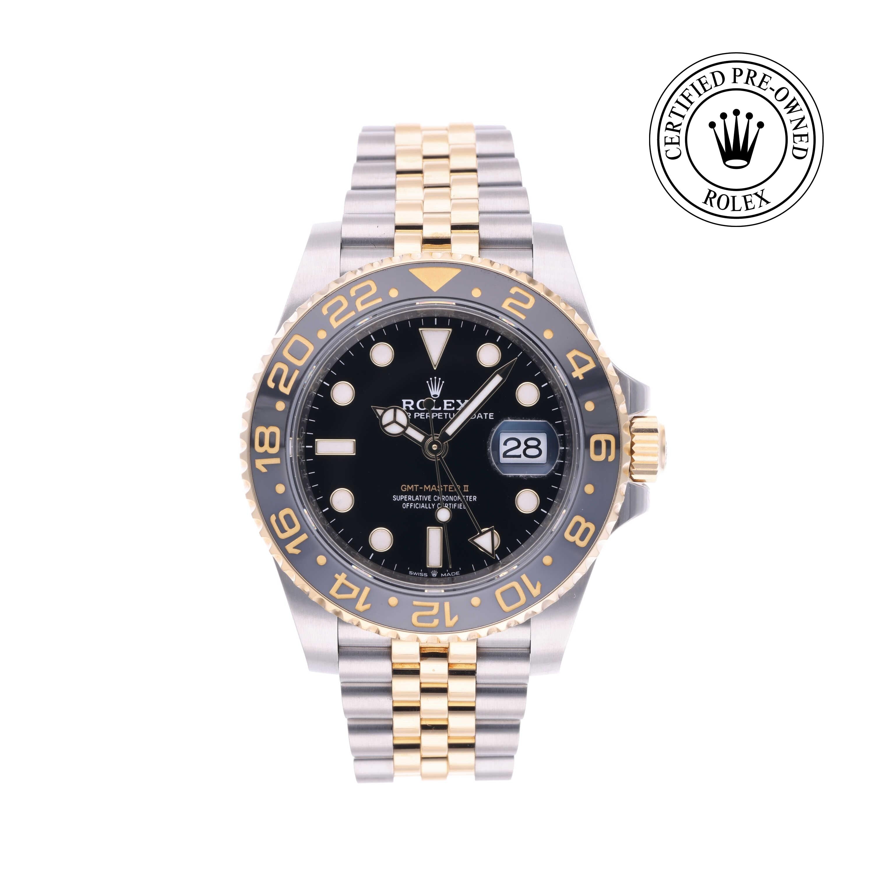 Rolex Certified Pre-owned GMT M126713GRNR-0001 front on white background