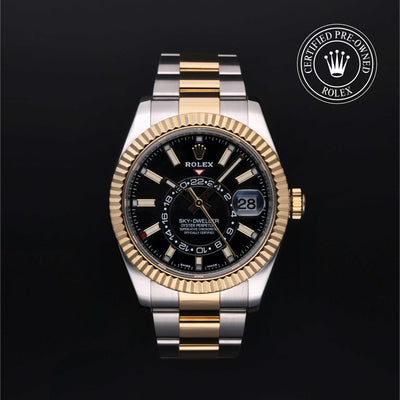 Rolex Certified Pre-owned Sky-Dweller M326933-0002 front on black background
