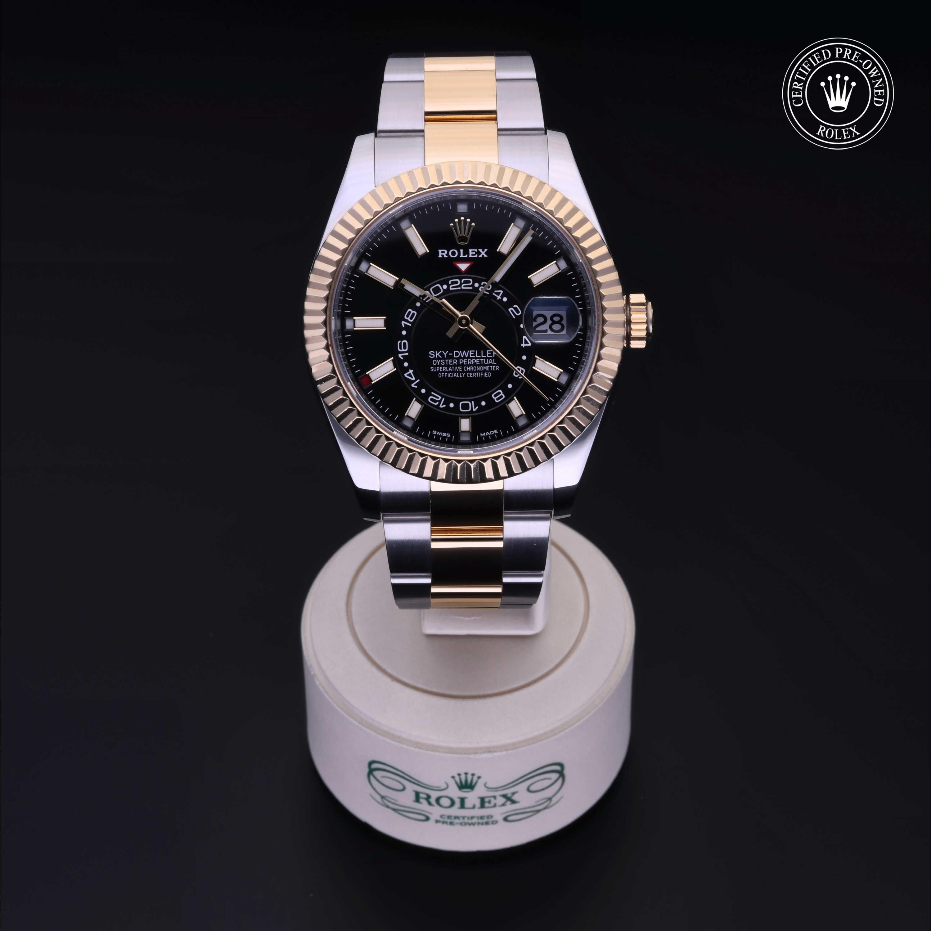 Rolex Certified Pre-owned Sky-Dweller M326933-0002 front on black background