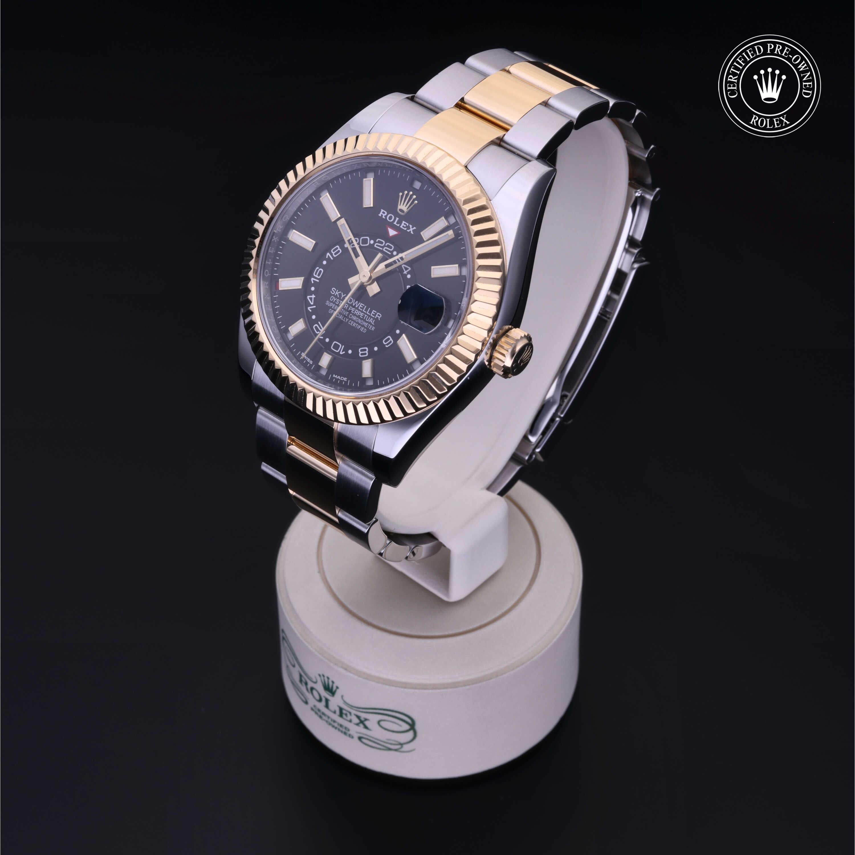Rolex Certified Pre-owned Sky-Dweller M326933-0002 front on black background
