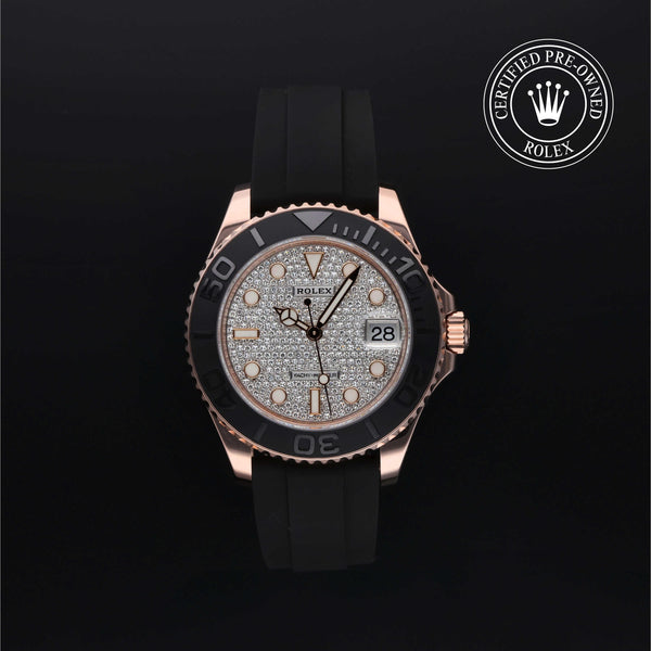 Rolex Certified Pre-owned Yacht-Master M268655-0008 front on black background
