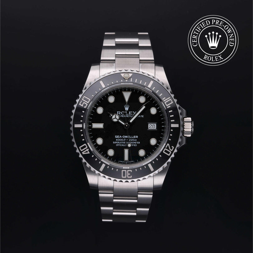 Rolex Certified Pre-owned Sea-Dweller M116600-0003 front on black background