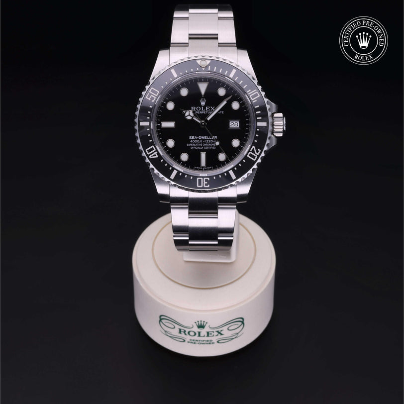 Rolex Certified Pre-owned Sea-Dweller M116600-0003 front on black background