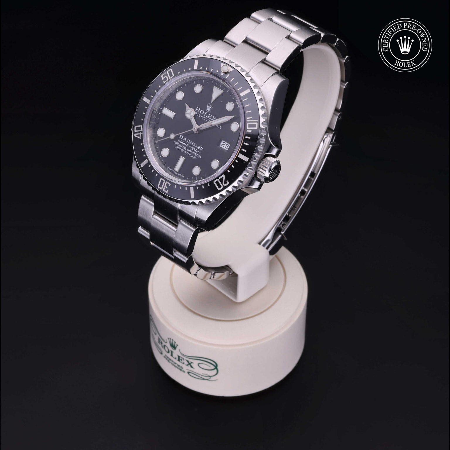 Rolex Certified Pre-owned Sea-Dweller M116600-0003 front on black background