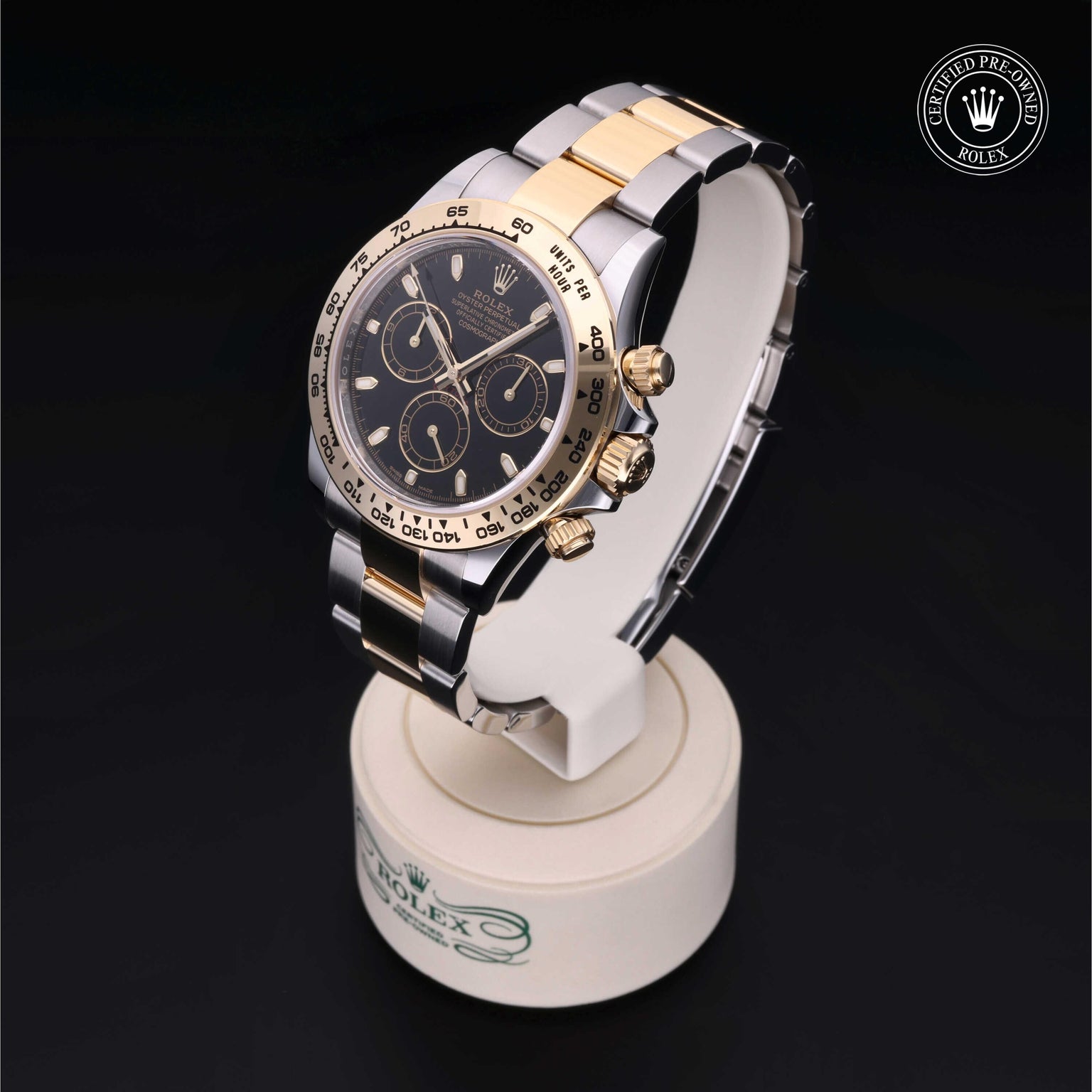 Rolex Certified Pre-owned Daytona M116503-0004 front on black background