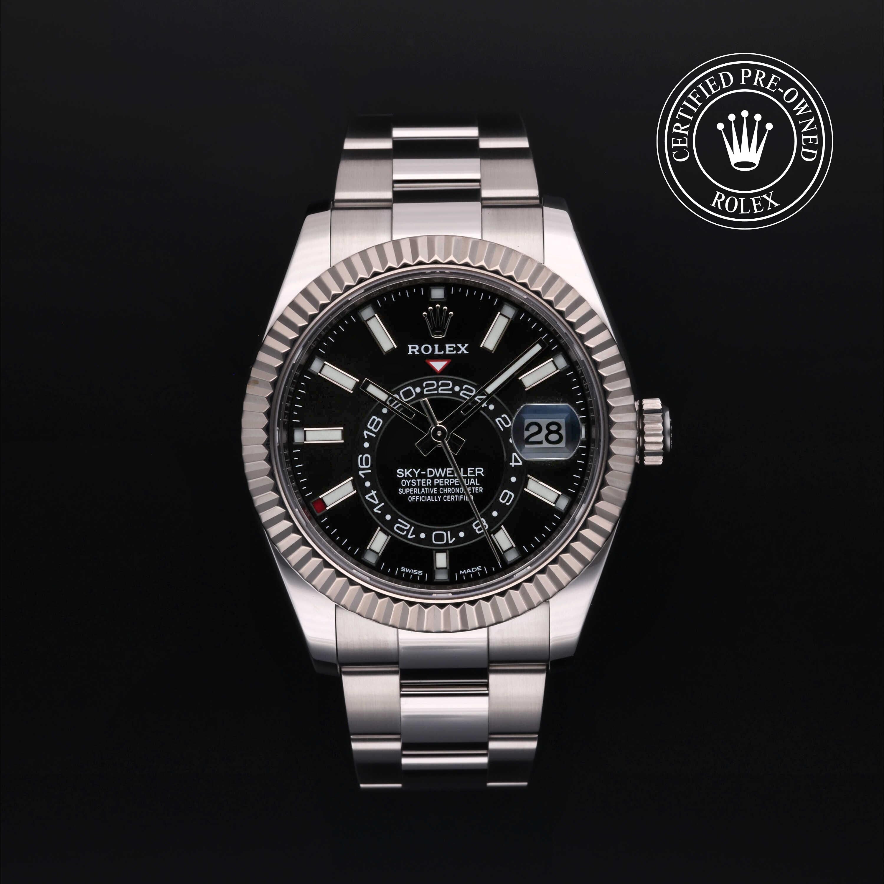 Rolex Certified Pre-owned Sky-Dweller M326934-0005 front on black background