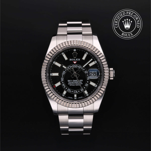 Rolex Certified Pre-owned Sky-Dweller M326934-0005 front on black background