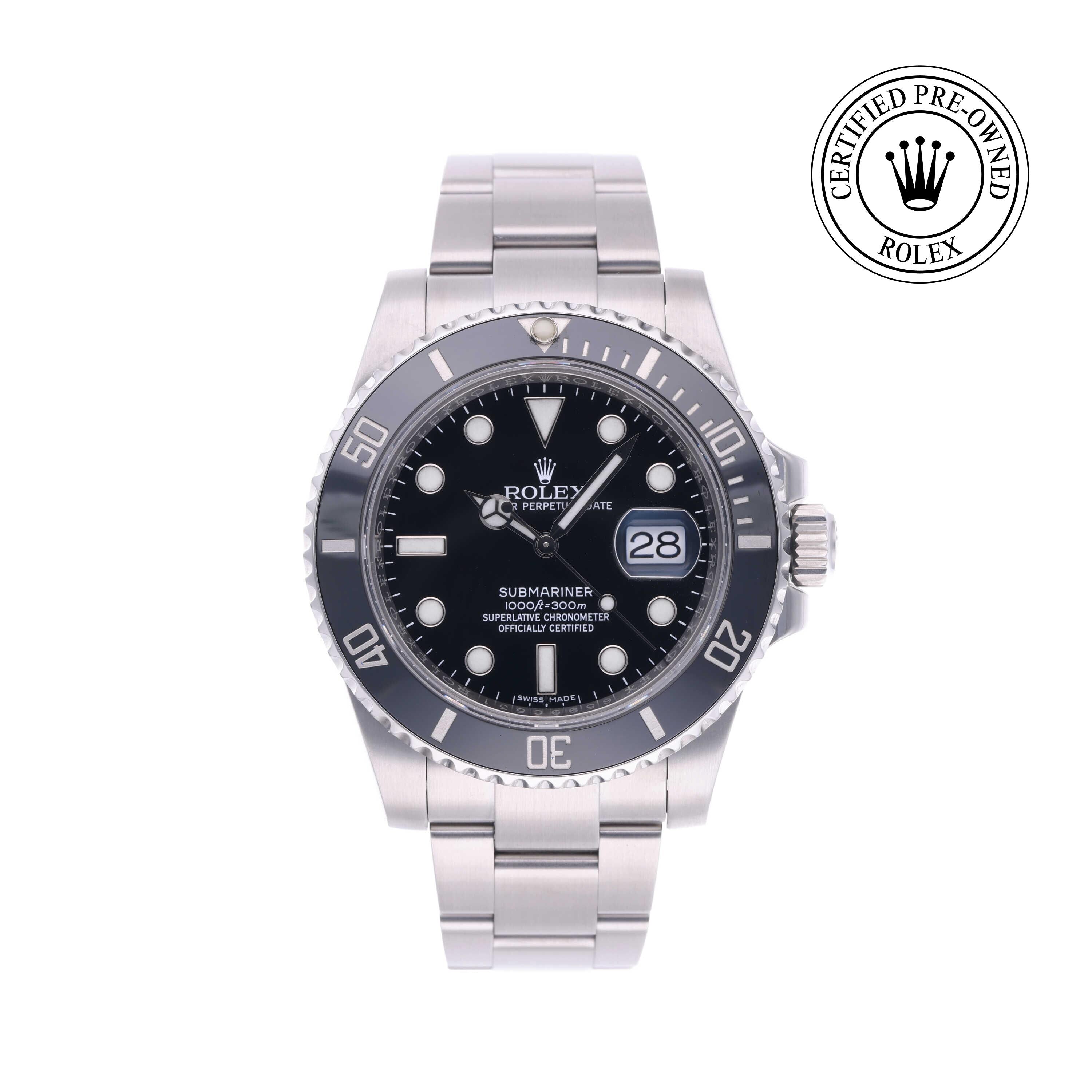 Rolex Certified Pre-owned Submariner M116610LN-0001 front on white background