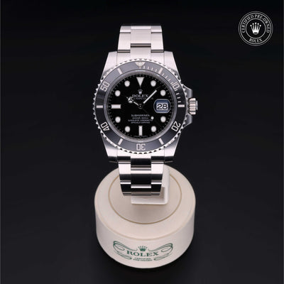 Rolex Certified Pre-owned Submariner M116610LN-0001 front on black background