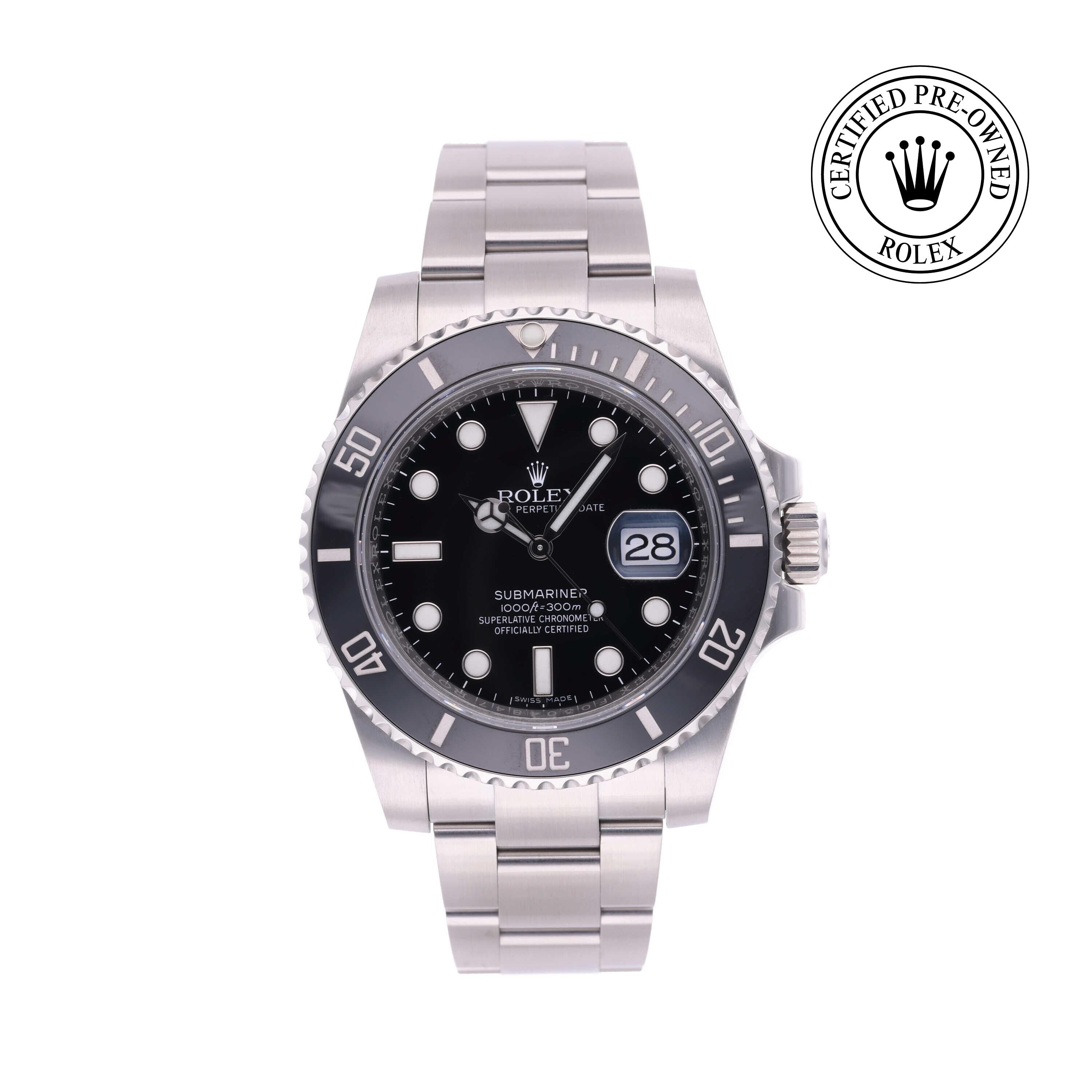 Rolex Certified Pre-owned Submariner M116610LN-0001 front on white background