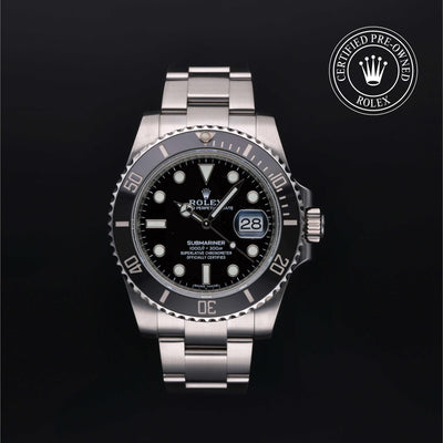 Rolex Certified Pre-owned Submariner M116610LN-0001 front on black background