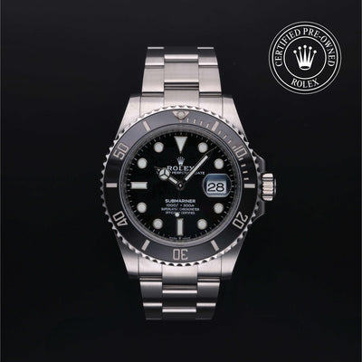 Rolex Certified Pre-owned Submariner M126610LN-0001 front on black background