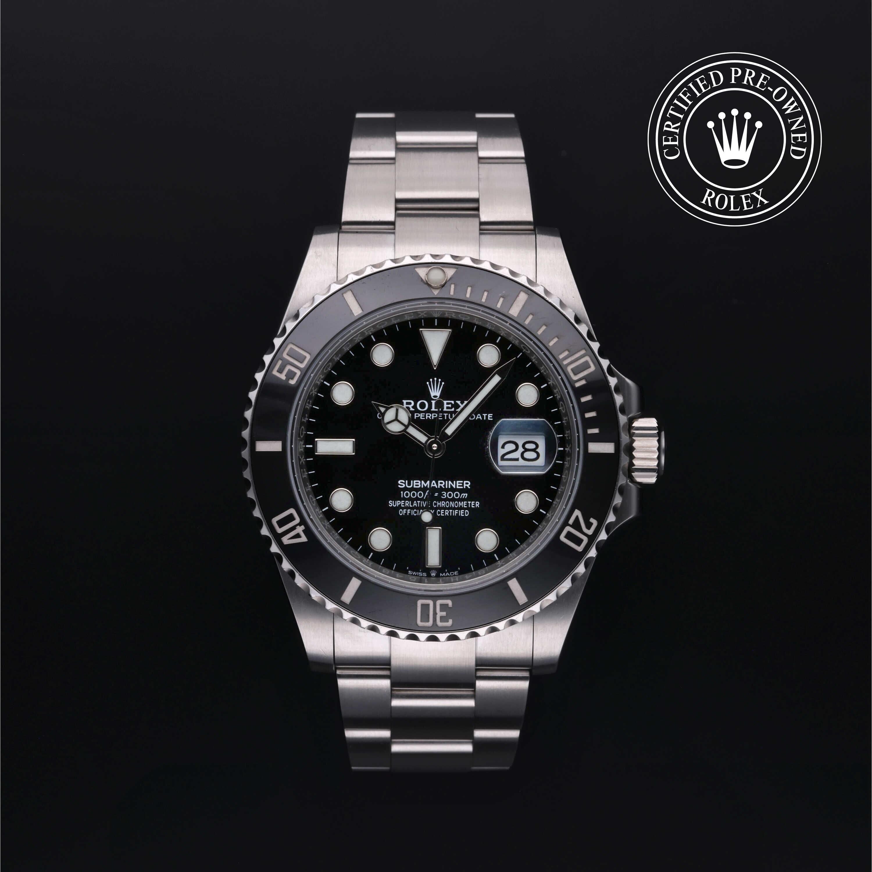 Rolex Certified Pre-owned Submariner M126610LN-0001 front on black background