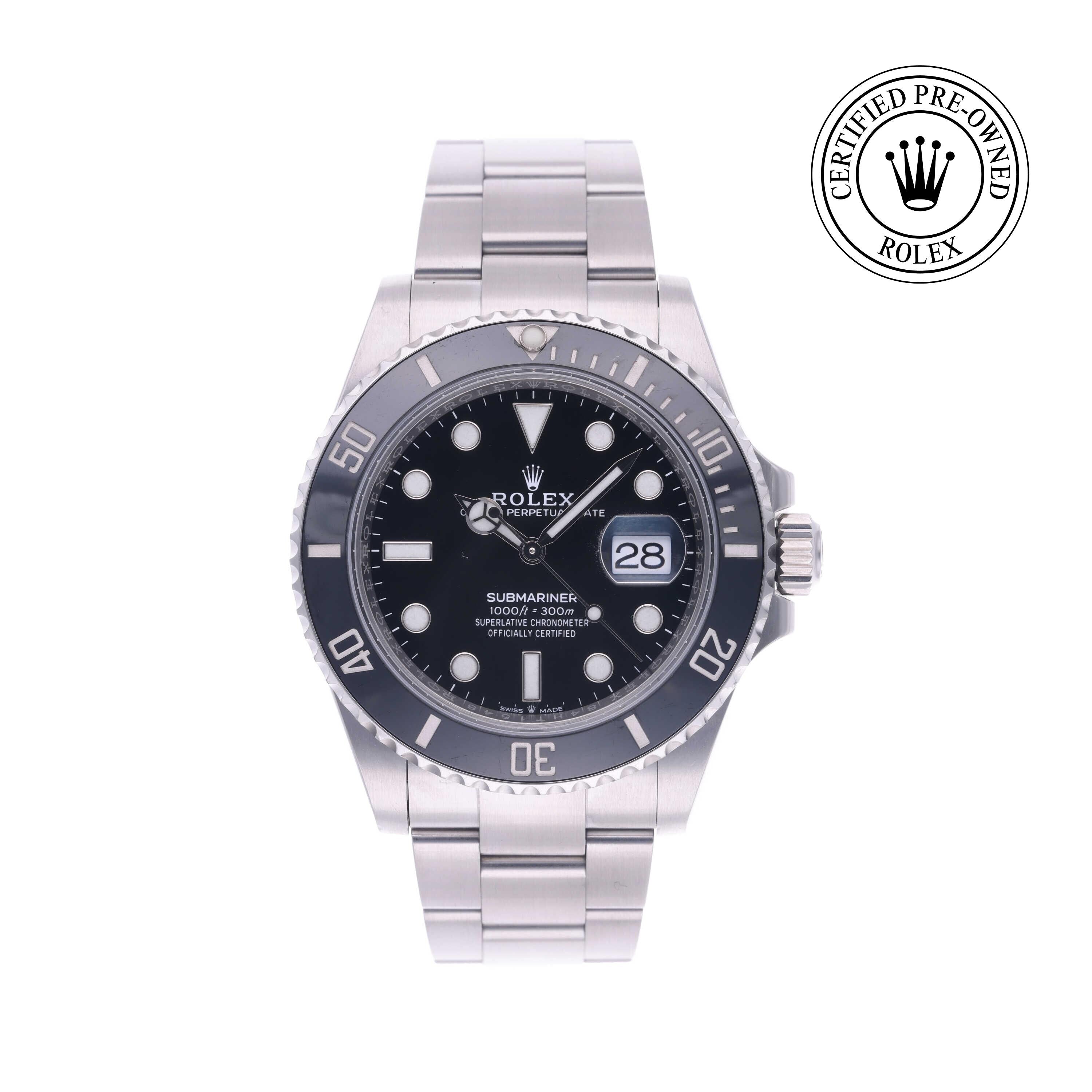 Rolex Certified Pre-owned Submariner M126610LN-0001 front on white background