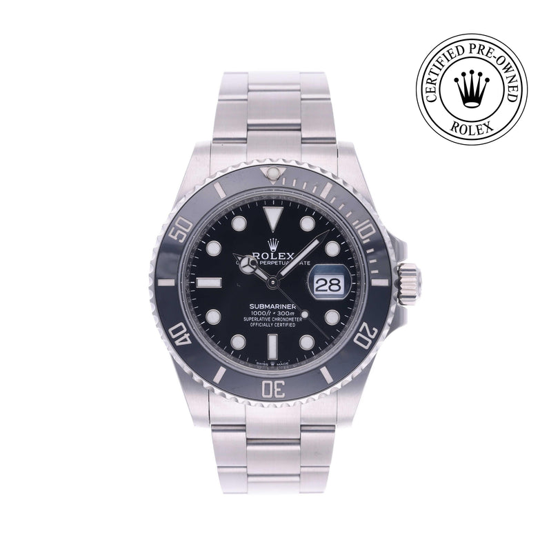 Rolex Certified Pre-owned Submariner M126610LN-0001 front on white background