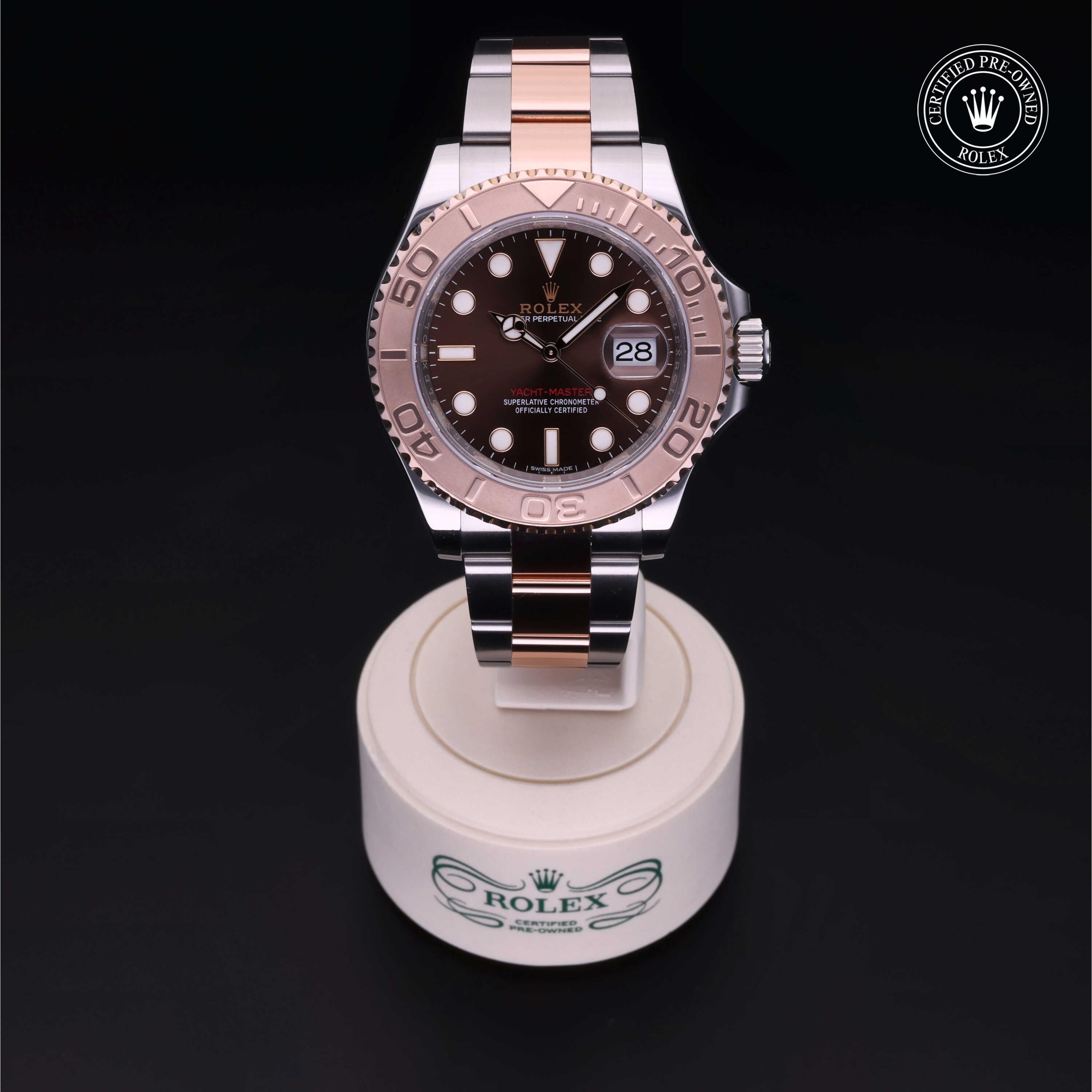 Rolex Certified Pre-owned Yacht-Master M116621-0001 front on black background