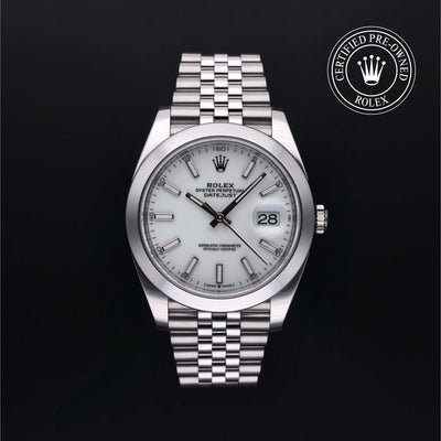 Rolex Certified Pre-owned Datejust M126300-0006 front on black background