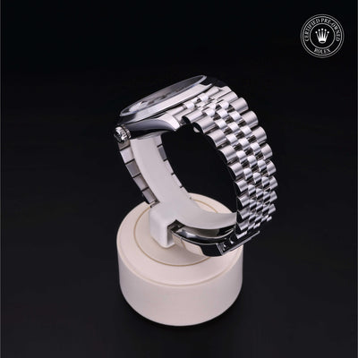 Rolex Certified Pre-owned Datejust M126300-0006 front on black background