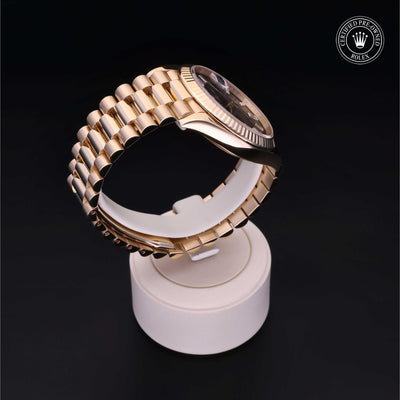 Rolex Certified Pre-owned Day-date M228238-0004 front on black background