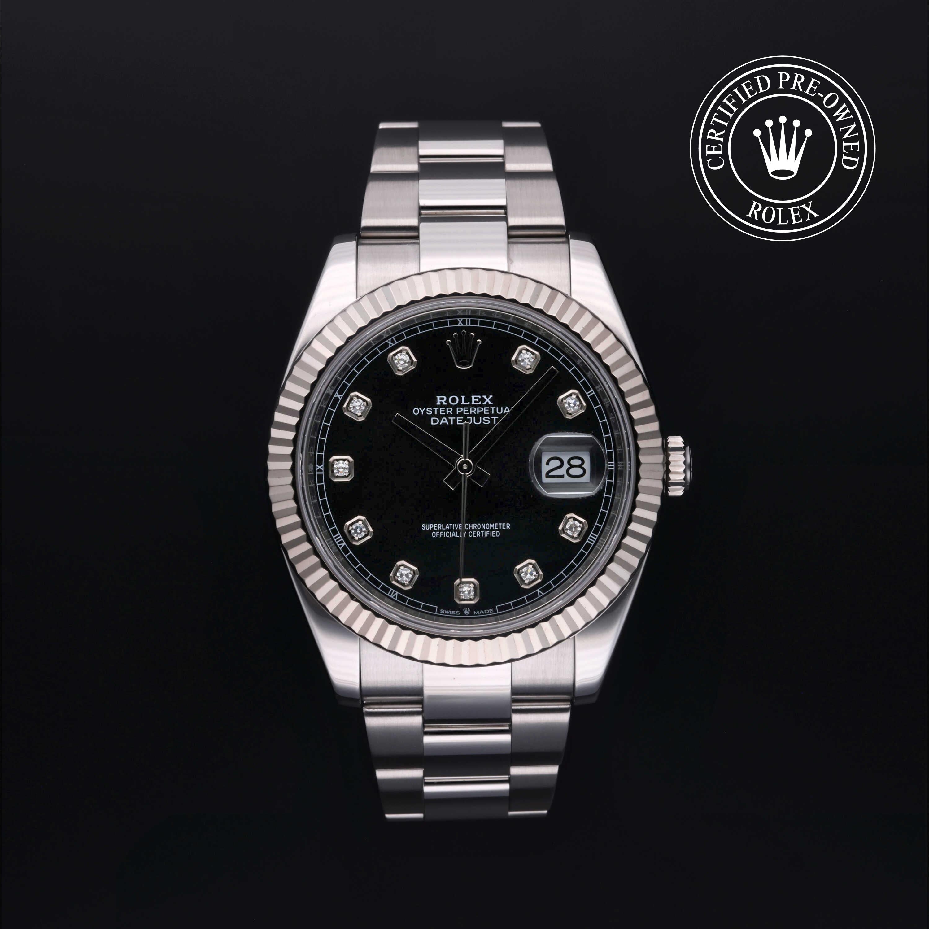 Rolex Certified Pre-owned Datejust M126334-0011 front on black background