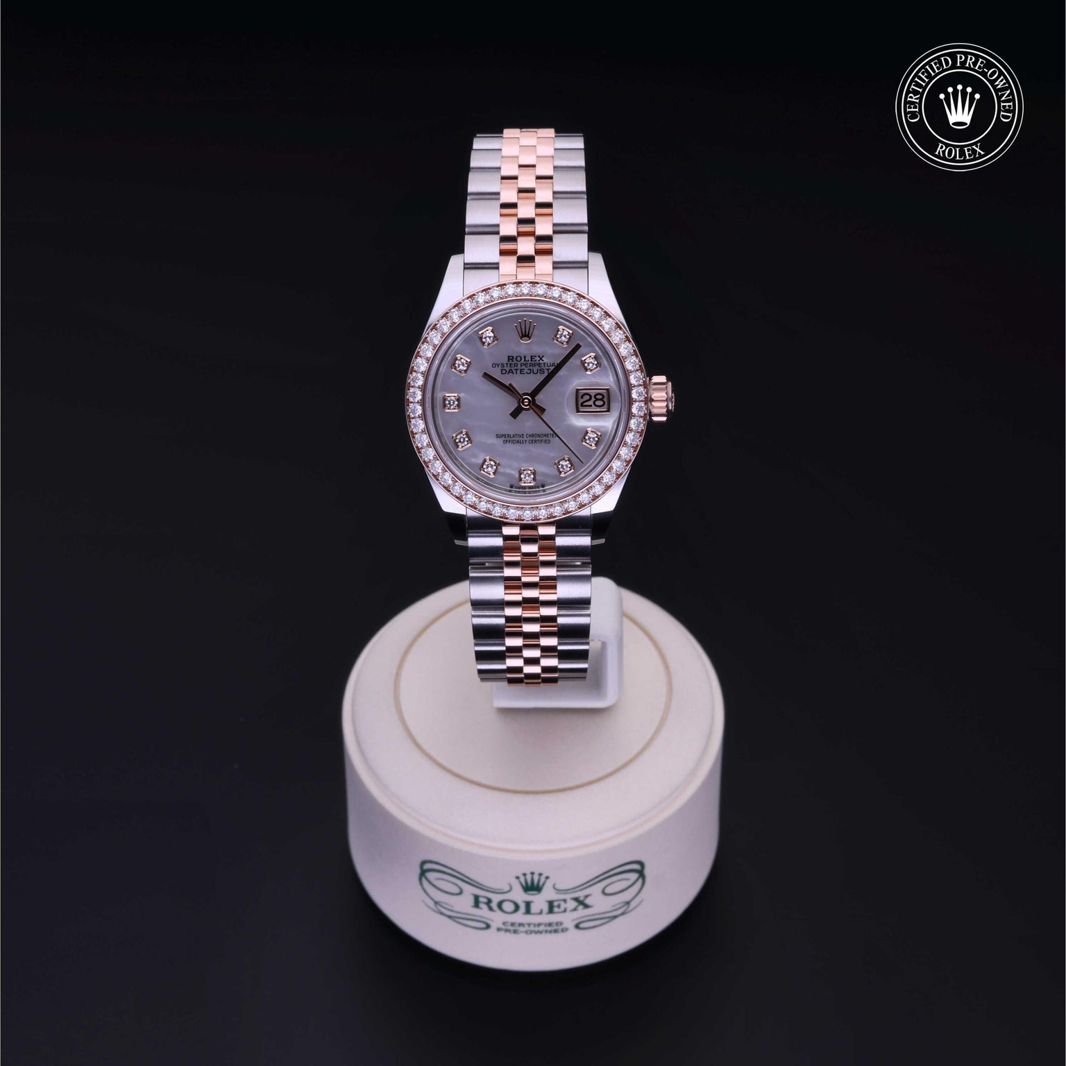 Rolex Certified Pre-owned Lady Datejust M279381RBR-0013 front on black background