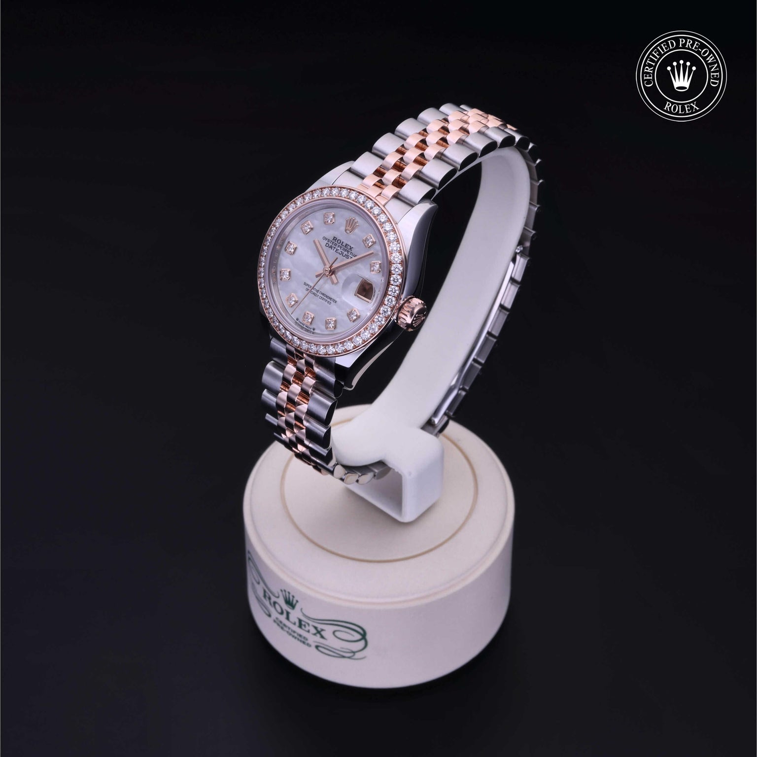 Rolex Certified Pre-owned Lady Datejust M279381RBR-0013 front on black background