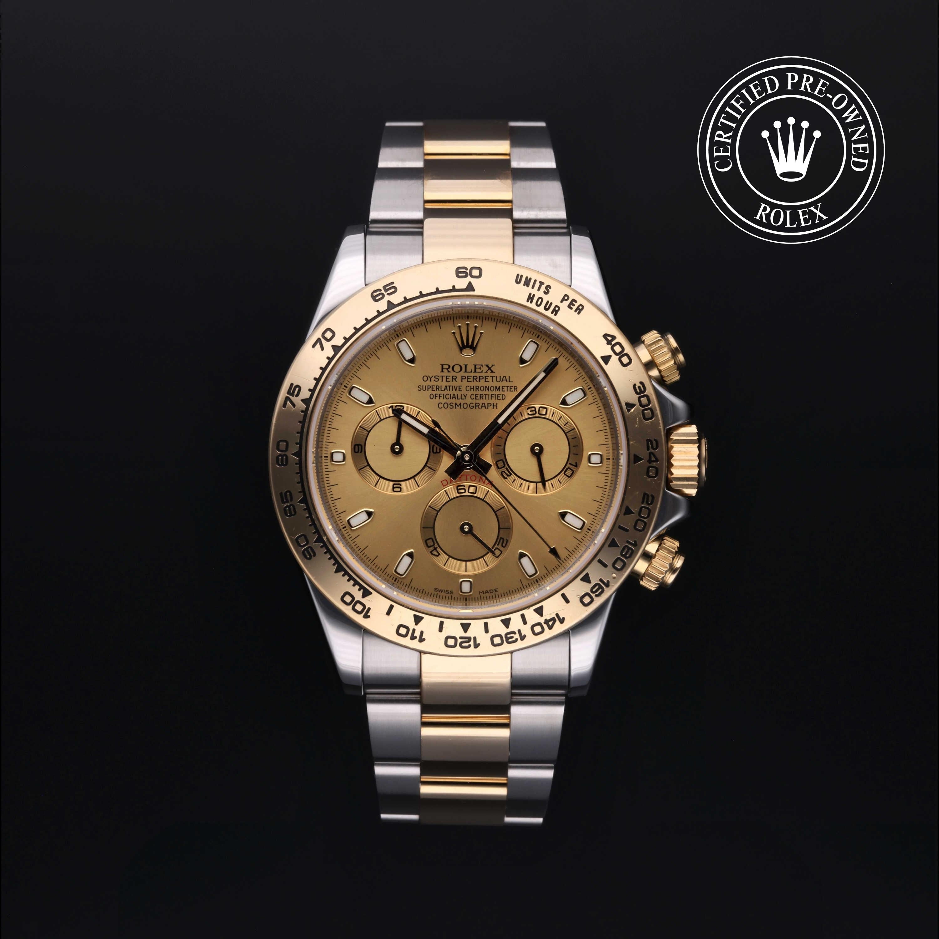 Rolex Certified Pre-owned Daytona M116503-0003 front on black background
