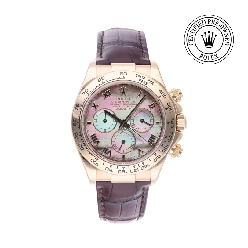 Rolex Certified Pre-owned Daytona M116518-0024 front on white background