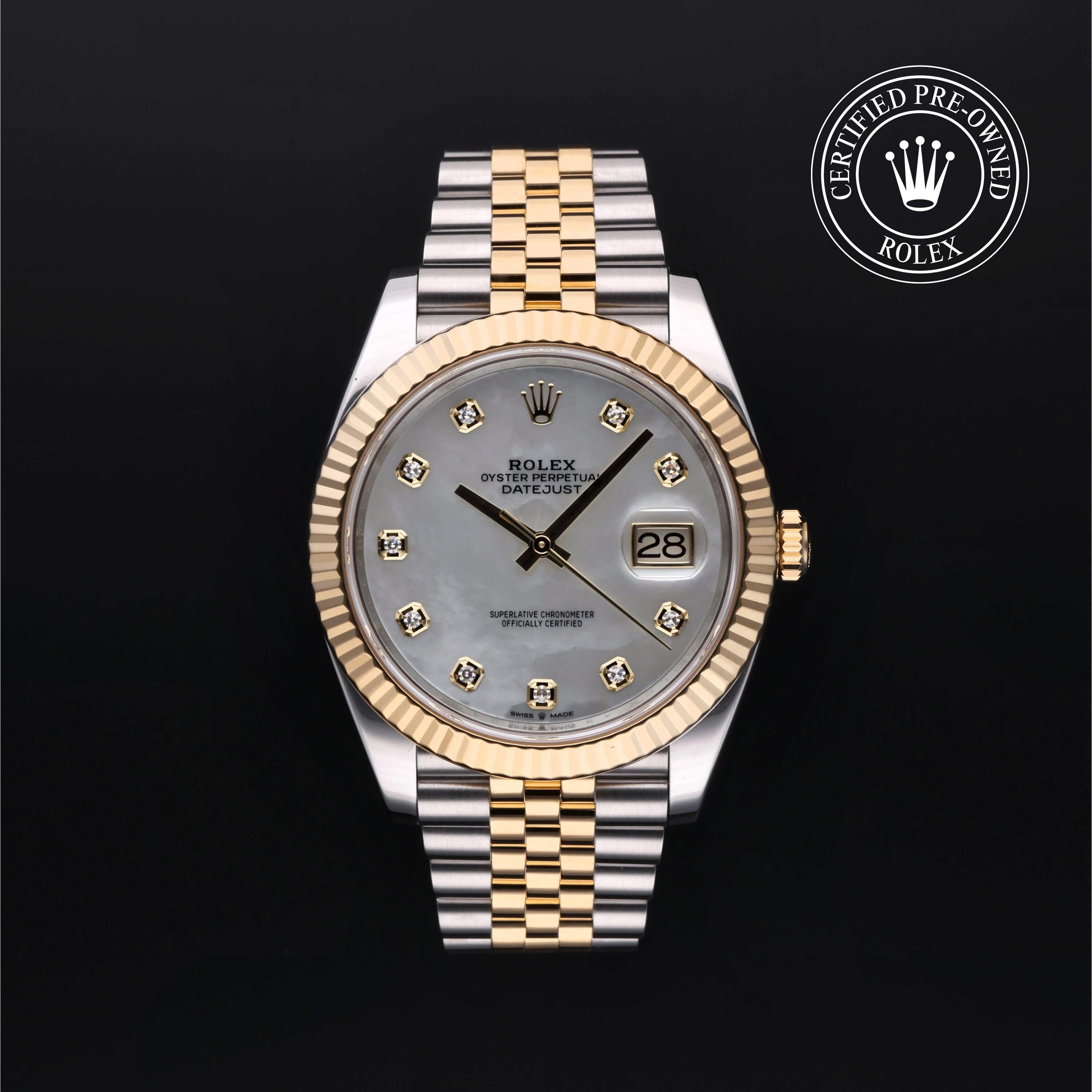 Rolex Certified Pre-owned Datejust M126333-0018 front on black background