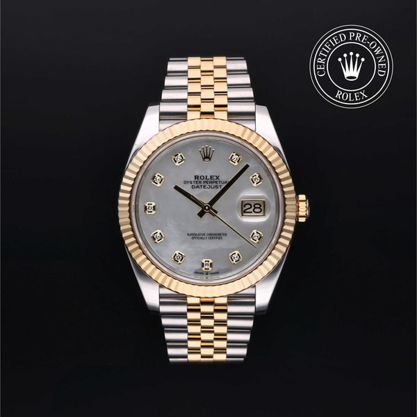 Rolex Certified Pre-owned Datejust M126333-0018 front on black background