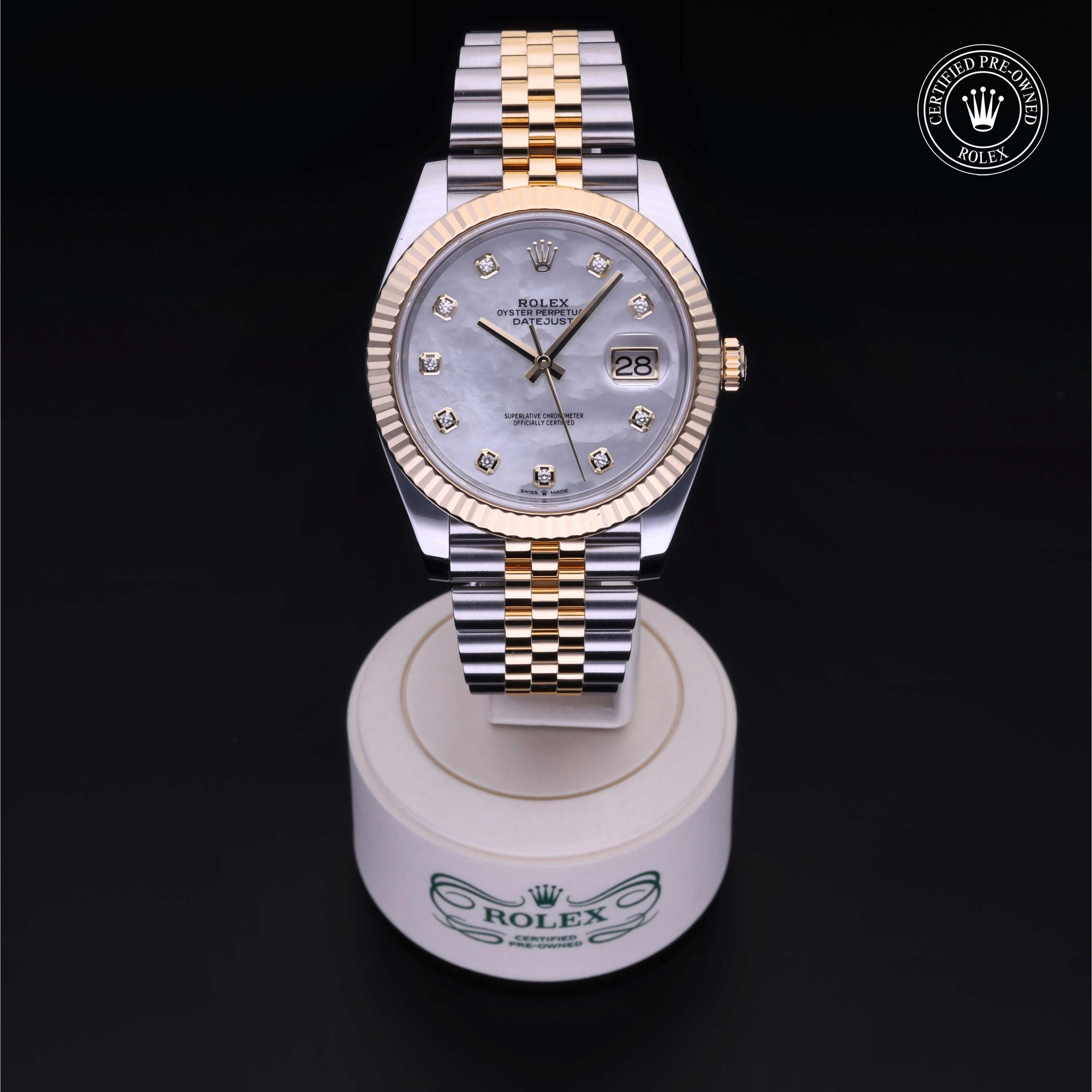 Rolex Certified Pre-owned Datejust M126333-0018 front on black background