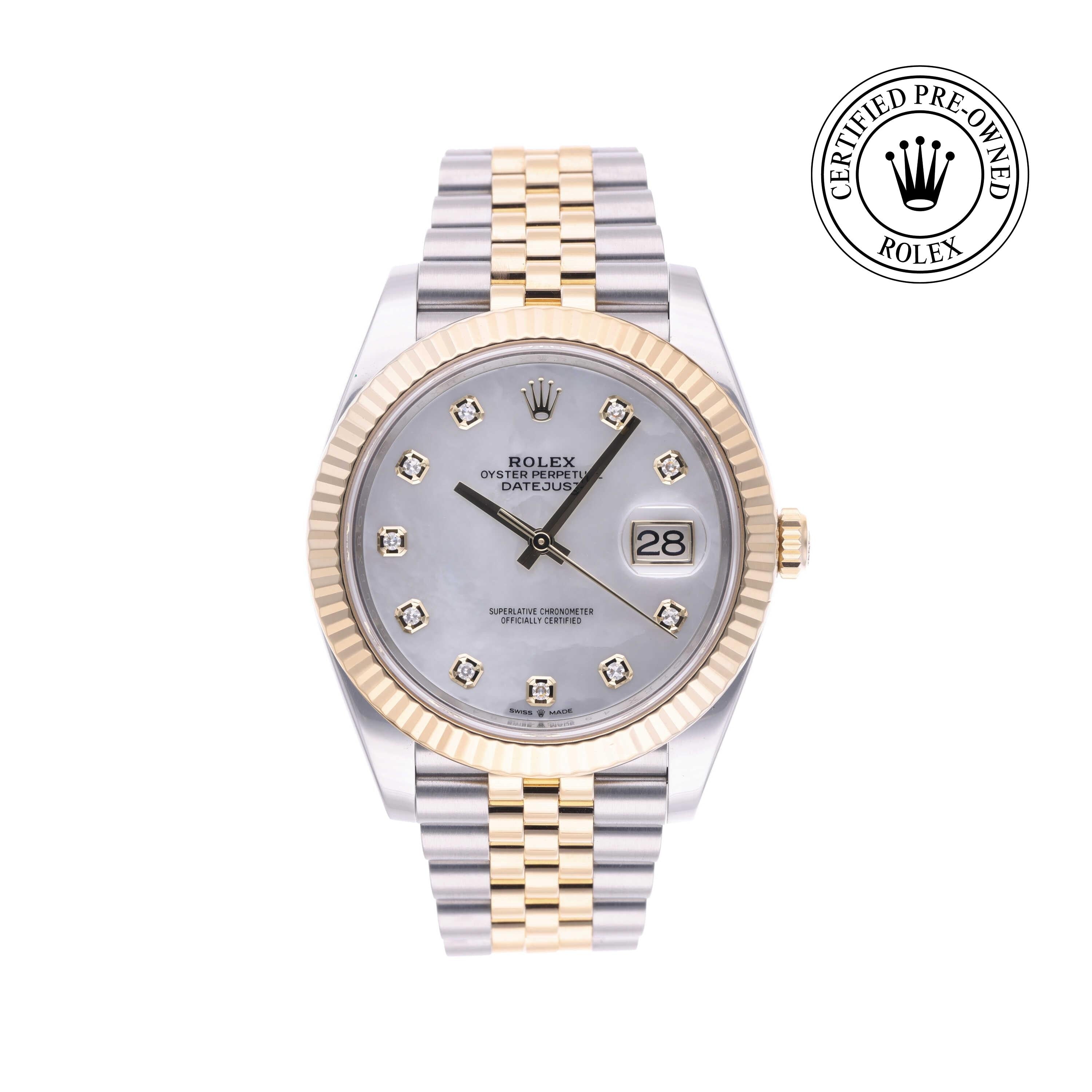 Rolex Certified Pre-owned Datejust M126333-0018 front on white background